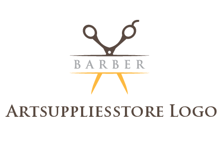 open scissors in barber logo