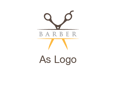 open scissors in barber logo