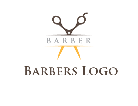 open scissors in barber logo