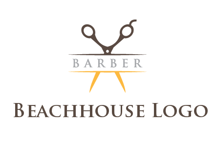open scissors in barber logo