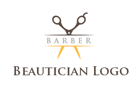 open scissors in barber logo