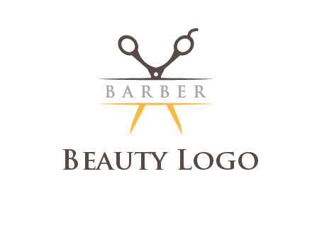 open scissors in barber logo