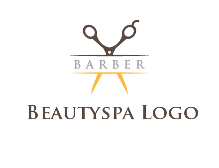 open scissors in barber logo