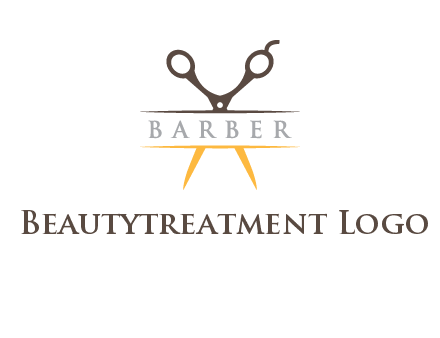 open scissors in barber logo