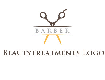 open scissors in barber logo