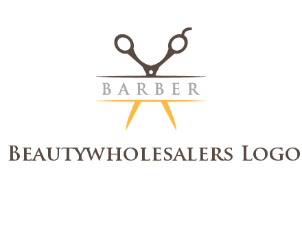 open scissors in barber logo
