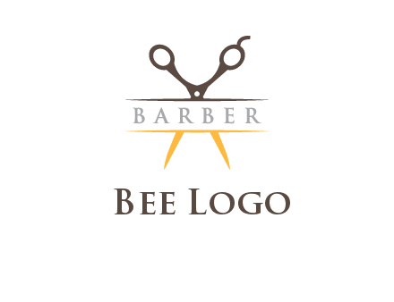open scissors in barber logo