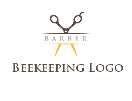 open scissors in barber logo