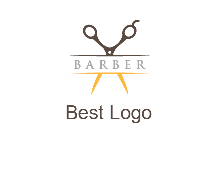 open scissors in barber logo