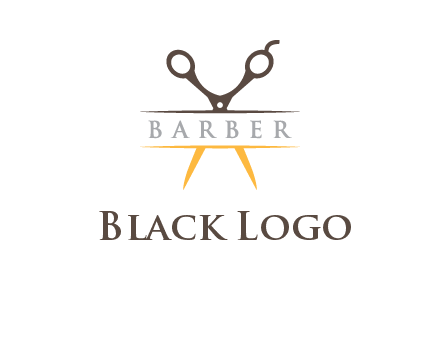 open scissors in barber logo