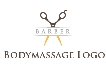 open scissors in barber logo