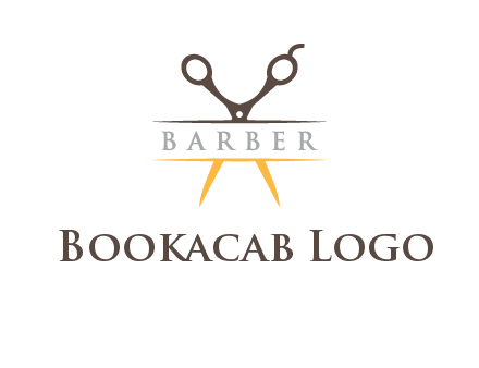 open scissors in barber logo