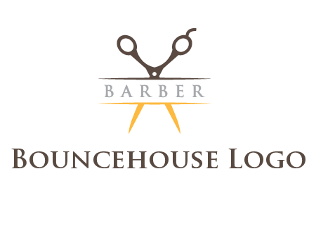 open scissors in barber logo