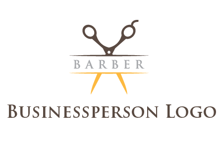 open scissors in barber logo