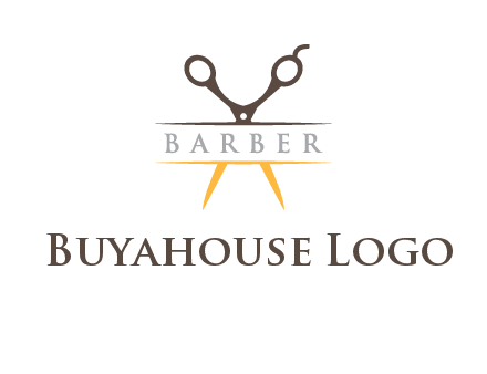 open scissors in barber logo