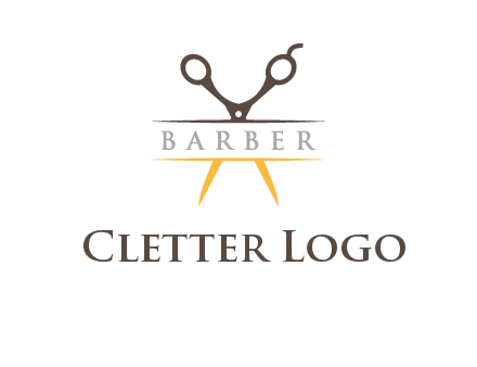 open scissors in barber logo