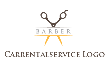 open scissors in barber logo