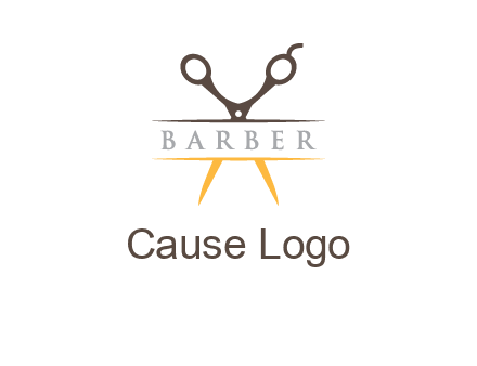 open scissors in barber logo