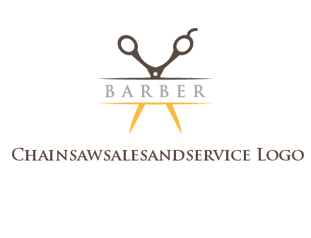 open scissors in barber logo
