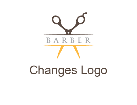 open scissors in barber logo