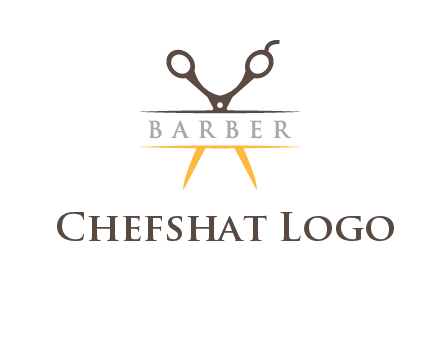 open scissors in barber logo