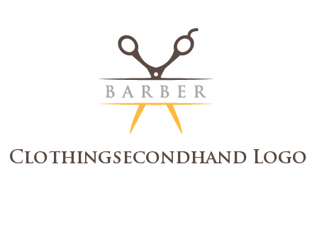 open scissors in barber logo