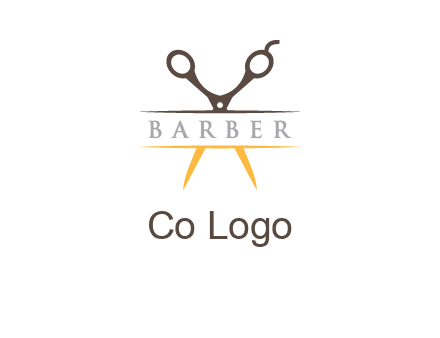 open scissors in barber logo