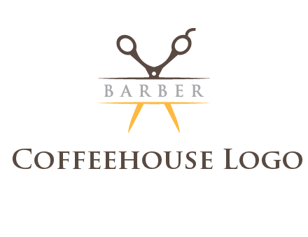 open scissors in barber logo