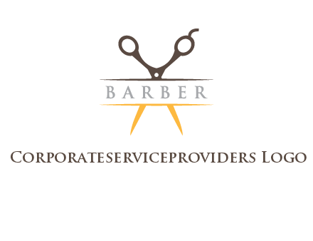 open scissors in barber logo