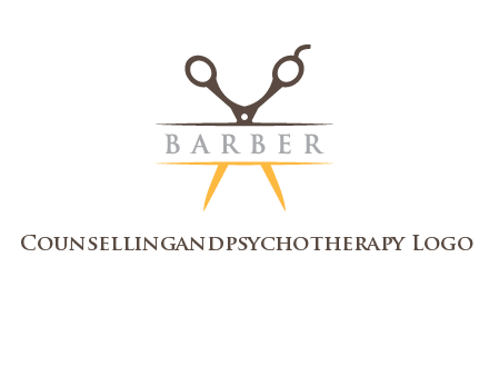 open scissors in barber logo