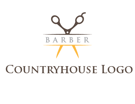 open scissors in barber logo