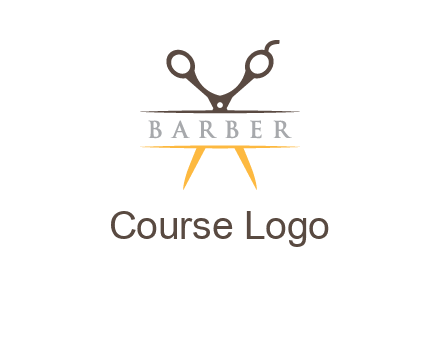 open scissors in barber logo