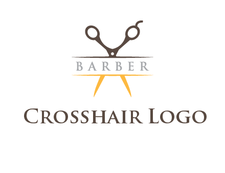 open scissors in barber logo