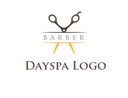 open scissors in barber logo