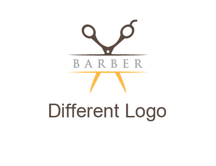 open scissors in barber logo