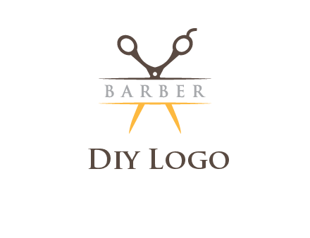 open scissors in barber logo