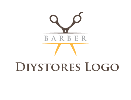 open scissors in barber logo