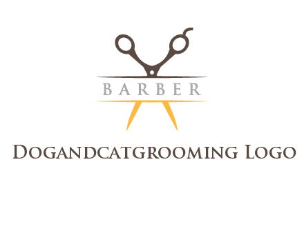 open scissors in barber logo