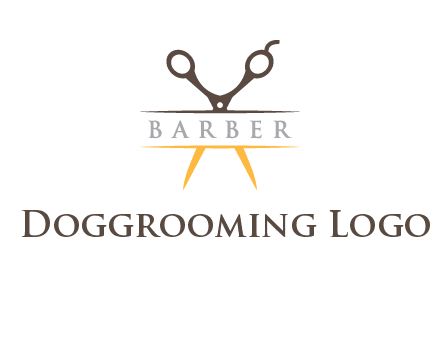 open scissors in barber logo