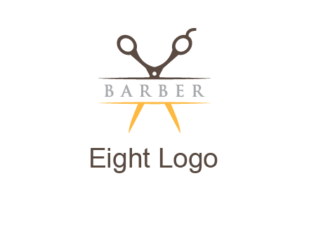 open scissors in barber logo