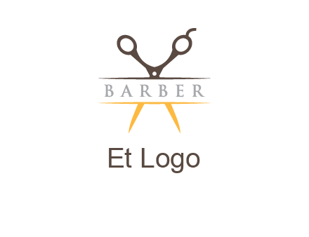 open scissors in barber logo