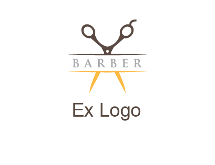 open scissors in barber logo