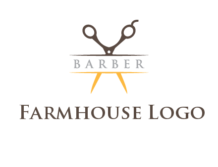 open scissors in barber logo