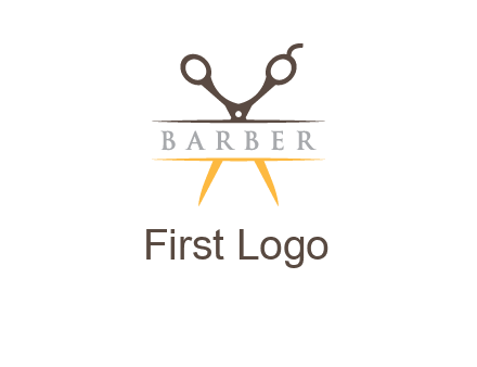 open scissors in barber logo