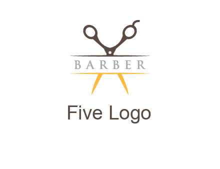open scissors in barber logo