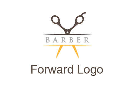 open scissors in barber logo