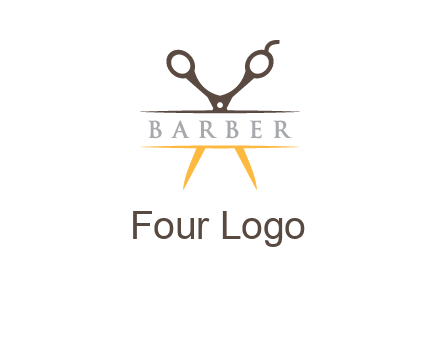 open scissors in barber logo