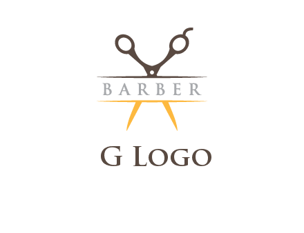 open scissors in barber logo