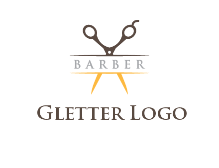 open scissors in barber logo