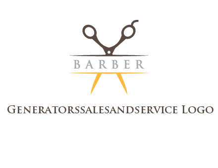 open scissors in barber logo